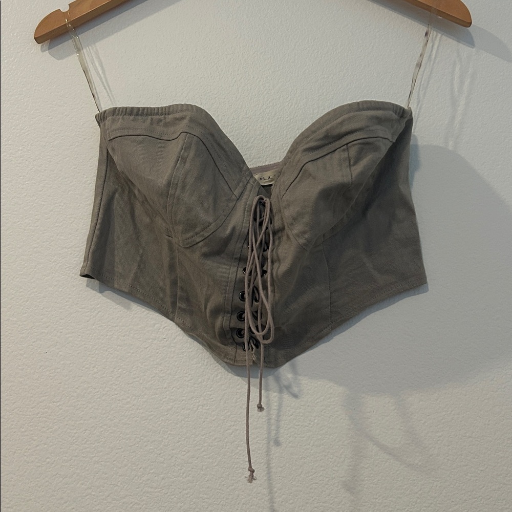 PacSun Charcoal Lace-Up Crop Top